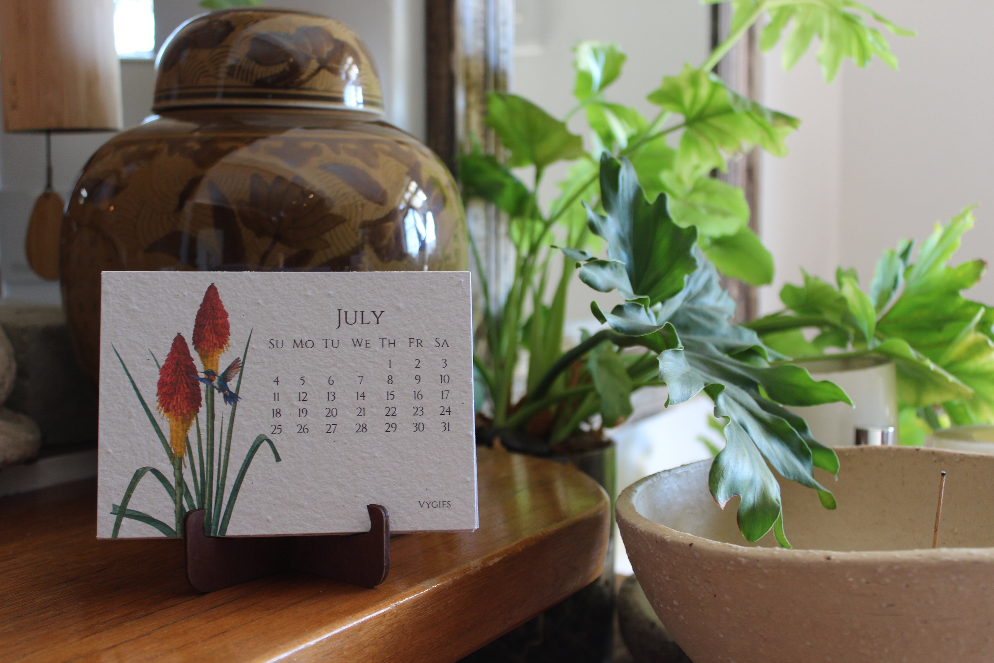 In the Garden 2027 Calendar with sustainable timber stand