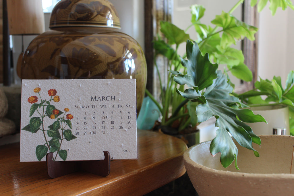 In the Garden 2027 Calendar with sustainable timber stand