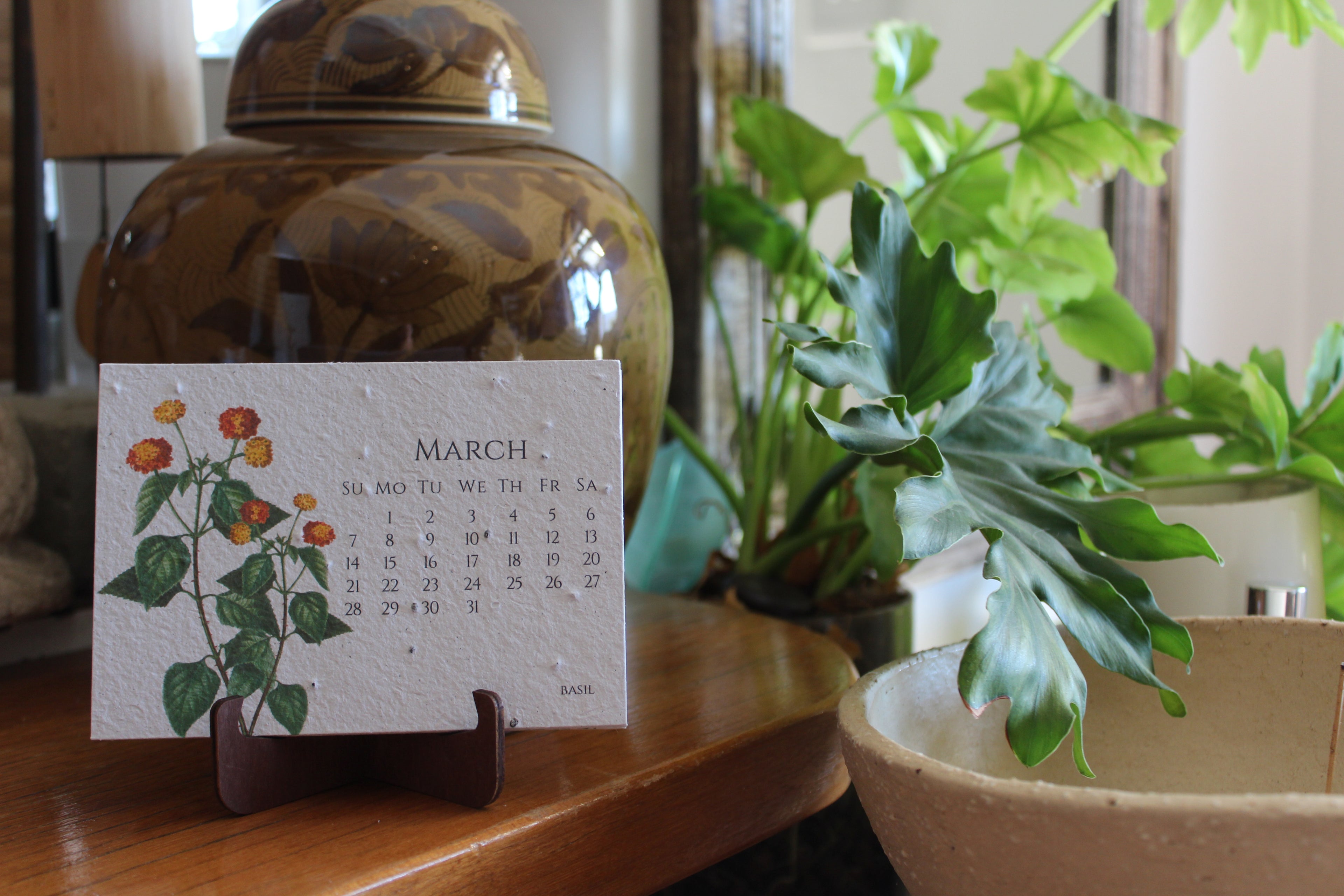 In the Garden 2027 Calendar with sustainable timber stand