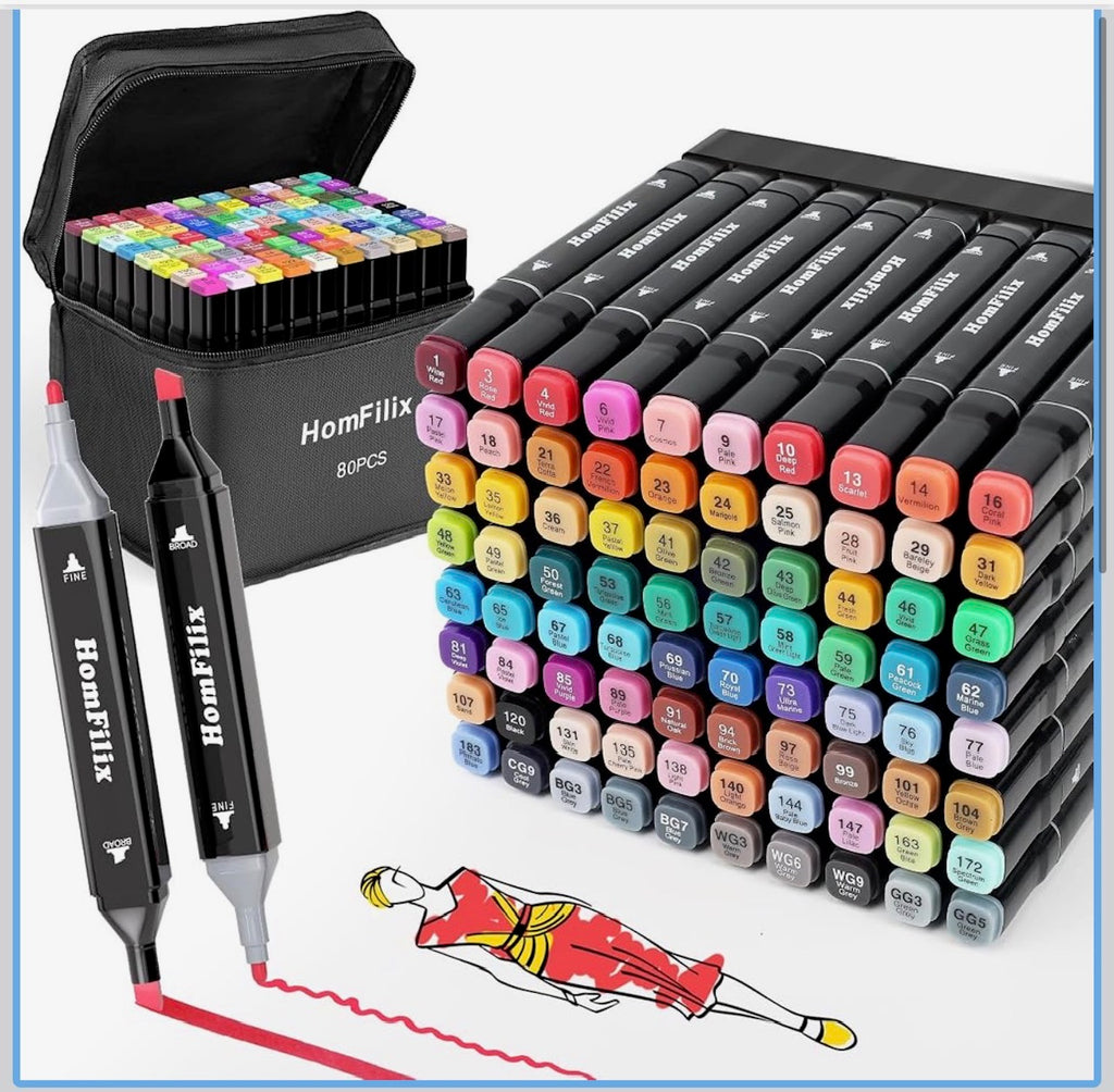 Dual Tip Art Alcohol Markers Set - 80 colours