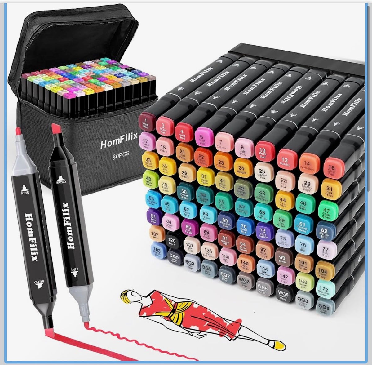 Dual Tip Art Alcohol Markers Set - 80 colours