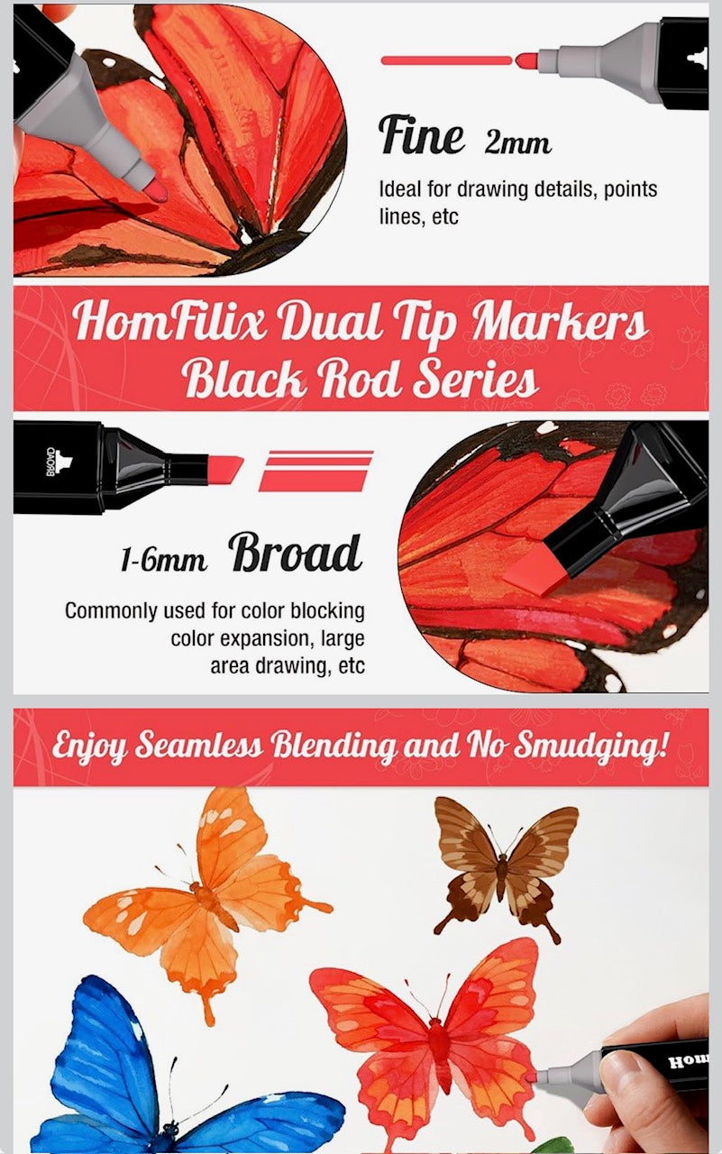 Dual Tip Art Alcohol Markers Set - 80 colours