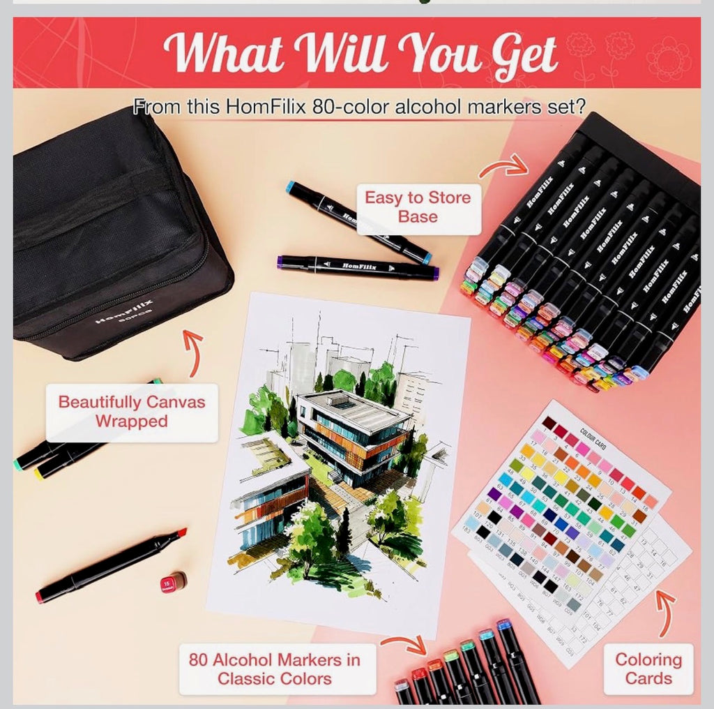 Dual Tip Art Alcohol Markers Set - 80 colours