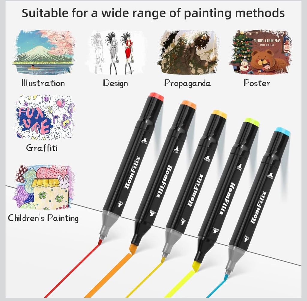 Dual Tip Art Alcohol Markers Set - 80 colours