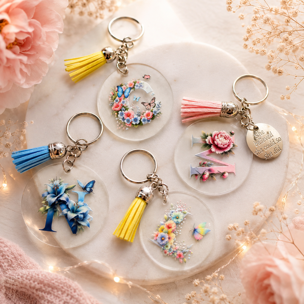 Acrylic Round Keychain with Initial