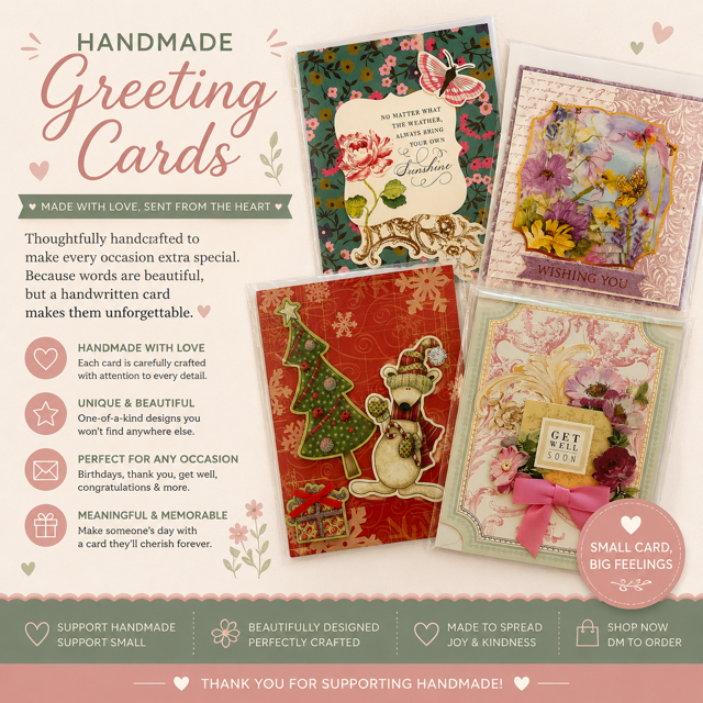 Hand Crafted Greeting Cards - Bundle of 10