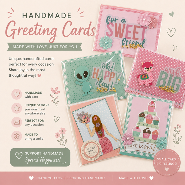 Hand Crafted Greeting Cards - Bundle of 10